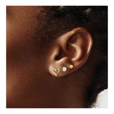 14K Yellow Gold 3-Pair CZ & Ball Stud Earring Set – view 3