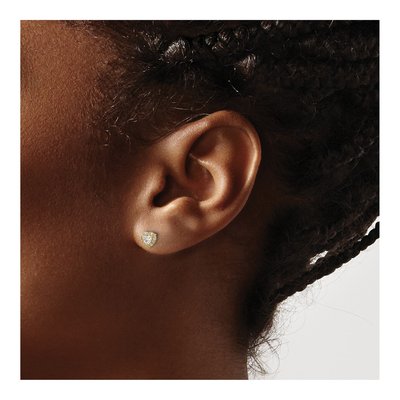 14K Yellow Gold Round CZ Halo Heart Stud Earrings – view 3