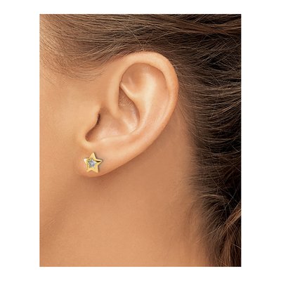 14K Yellow Gold Diamond-Cut Star Stud Earrings – view 3