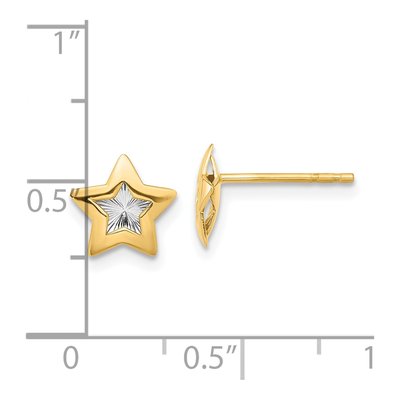 14K Yellow Gold Diamond-Cut Star Stud Earrings – view 4
