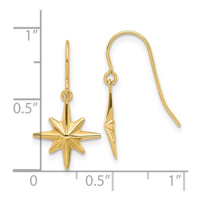14K Yellow Gold Star French Hook Dangle Earrings – view 4