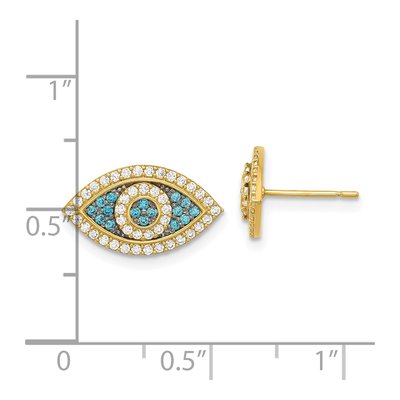 14K Yellow Gold Round CZ Evil Eye Stud Earrings – view 4