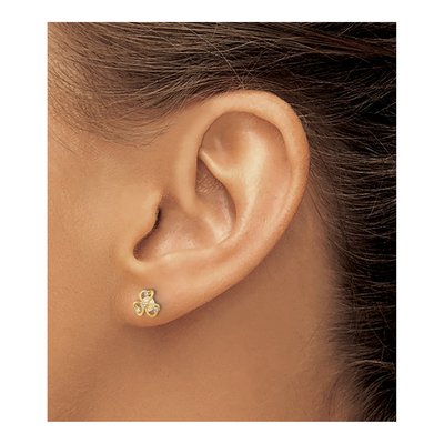 14K Yellow Gold Round Freshwater Cultured Pearl & CZ Clover Stud Earrings – view 3