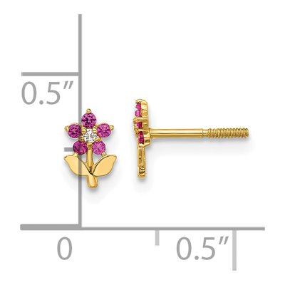 14K Yellow Gold Round CZ Flower Stud Earrings – view 4