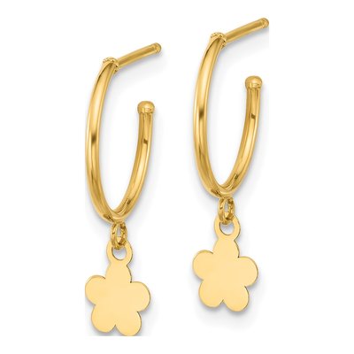 14K Yellow Gold 20mm Flower Hoop Earrings – view 2