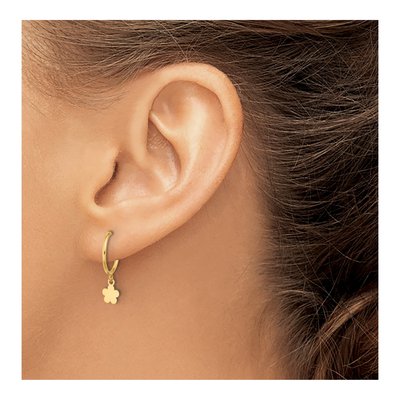 14K Yellow Gold 20mm Flower Hoop Earrings – view 3