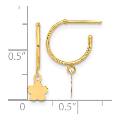 14K Yellow Gold 20mm Flower Hoop Earrings – view 4