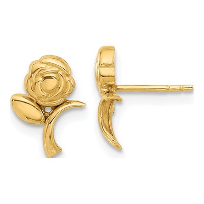 14K Yellow Gold Button Stud Earrings