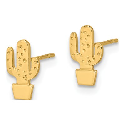 14K Yellow Gold Cactus Stud Earrings – view 2