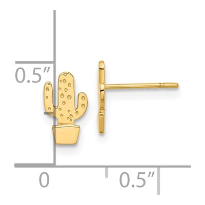 14K Yellow Gold Cactus Stud Earrings – view 4