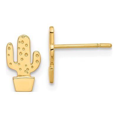 14K Yellow Gold Cactus Stud Earrings
