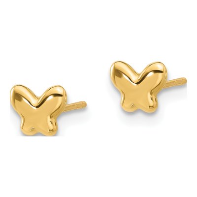14K Yellow Gold Small Butterfly Stud Earrings – view 2
