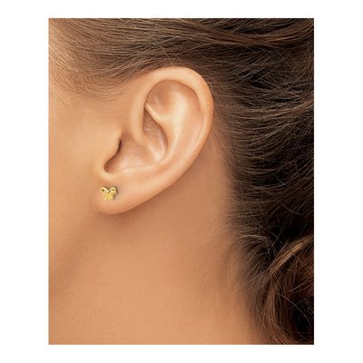 14K Yellow Gold Small Butterfly Stud Earrings – view 3