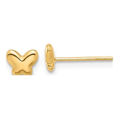 14K Yellow Gold Small Butterfly Stud Earrings