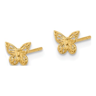 14K Yellow Gold Small Butterfly Stud Earrings – view 2