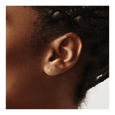 14K Yellow Gold Small Butterfly Stud Earrings – view 3