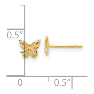 14K Yellow Gold Small Butterfly Stud Earrings – view 4