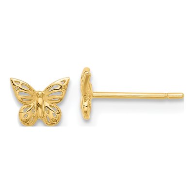 14K Yellow Gold Small Butterfly Stud Earrings