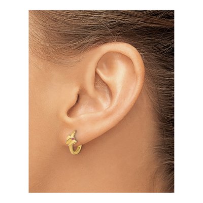 14K Yellow Gold Pink CZ Butterfly Hoop Earrings – view 3