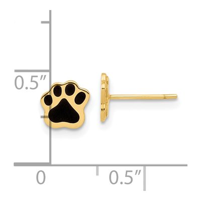 14K Yellow Gold Paw Print Stud Earrings – view 4