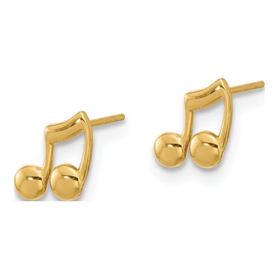 14K Yellow Gold Music Notes Stud Earrings – view 2
