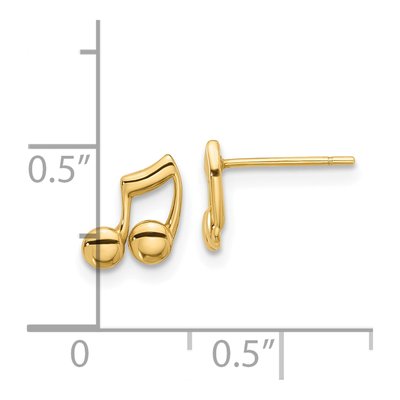 14K Yellow Gold Music Notes Stud Earrings – view 4
