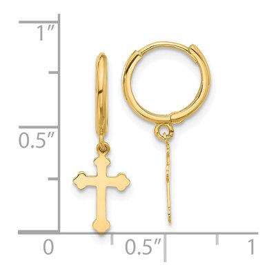 14K Yellow Gold 23mm Cross Hoop Earrings – view 4
