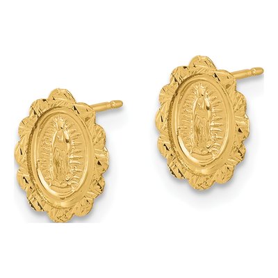 14K Yellow Gold Miraculous Medal Stud Earrings – view 2