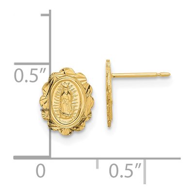 14K Yellow Gold Miraculous Medal Stud Earrings – view 4