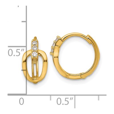 14K Yellow Gold 13mm CZ Huggie Hoop Earrings – view 4