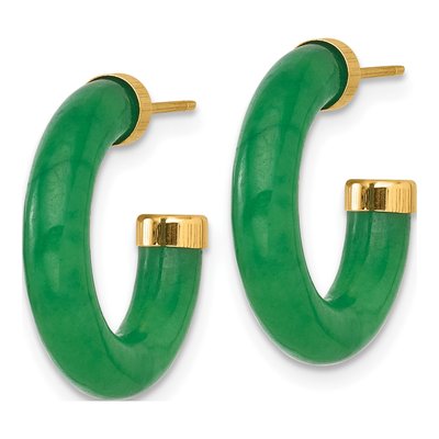 14K Yellow Gold 19mm Jade C- Hoop Earrings – view 3