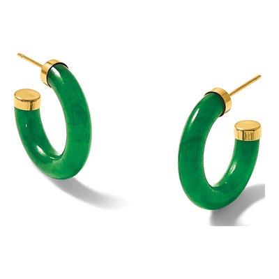 14K Yellow Gold 19mm Jade C- Hoop Earrings – view 5