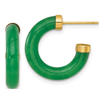 14K Yellow Gold 19mm Jade C- Hoop Earrings