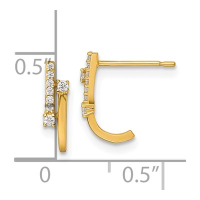 14K Yellow Gold 12mm CZ J- Hoop Earrings – view 4