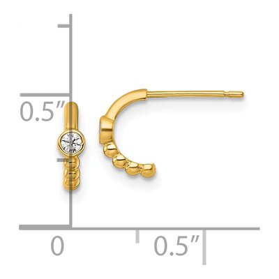 14K Yellow Gold 8.6mm CZ Beaded C- Hoop Earrings – view 4
