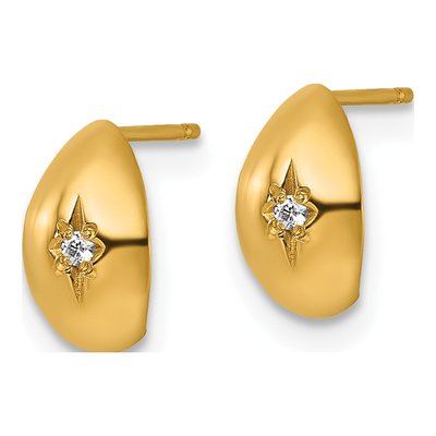 14K Yellow Gold 8.9mm CZ Star J- Hoop Earrings – view 3