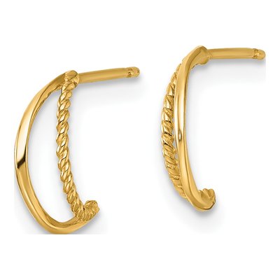 14K Yellow Gold 9.75mm Twisted C- Hoop Earrings – view 3