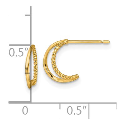 14K Yellow Gold 9.75mm Twisted C- Hoop Earrings – view 4