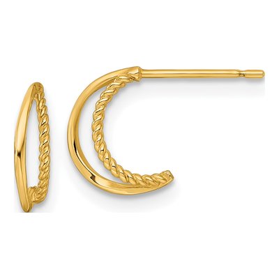 14K Yellow Gold 9.75mm Twisted C- Hoop Earrings