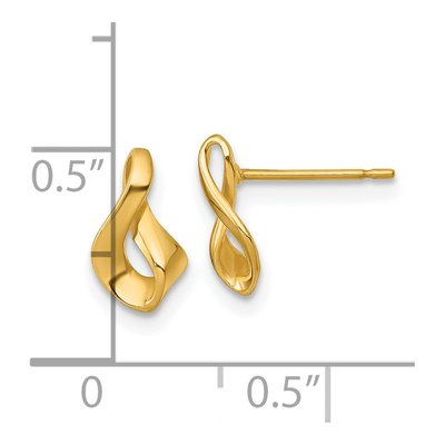 14K Yellow Gold Twisted Button Stud Earrings – view 4