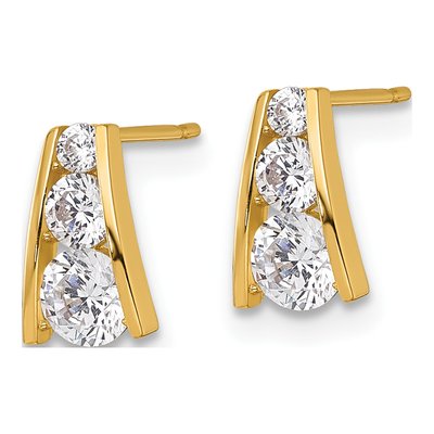 14K Yellow Gold Round CZ Graduated Button Stud Earrings – view 3