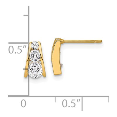 14K Yellow Gold Round CZ Graduated Button Stud Earrings – view 4