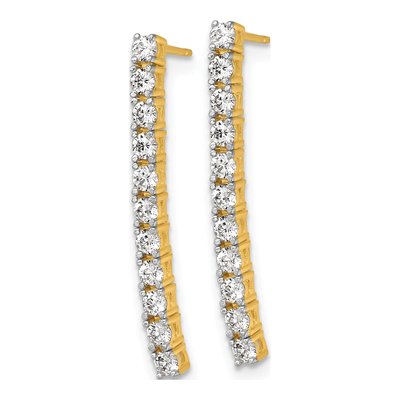 14K Yellow Gold CZ Bar Dangle Earrings – view 3