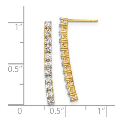 14K Yellow Gold CZ Bar Dangle Earrings – view 4