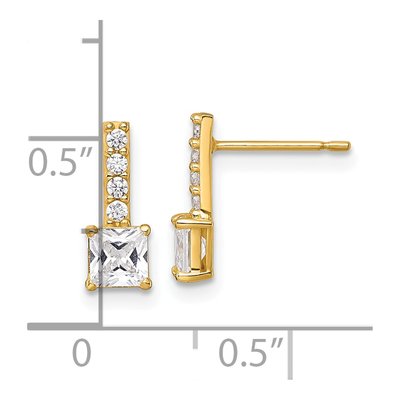 14K Yellow Gold CZ Square Dangle Earrings – view 4