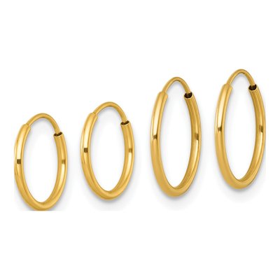 14K Yellow Gold Endless Hoop Earrings Set of 2 – view 3