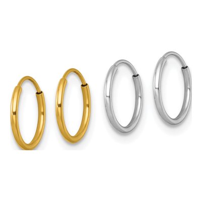 14K Two-Tone Set of 2 Endless Hoop Earrings – view 3