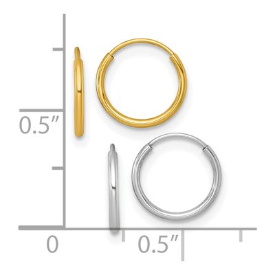 14K Two-Tone Set of 2 Endless Hoop Earrings – view 4