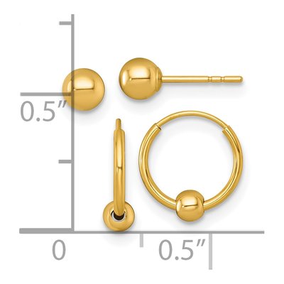 14K Yellow Gold Ball Post & Hoop Earring Set – view 4