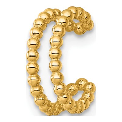 14K Yellow Gold Beaded Two Row Ear Cuff Ear Cuff